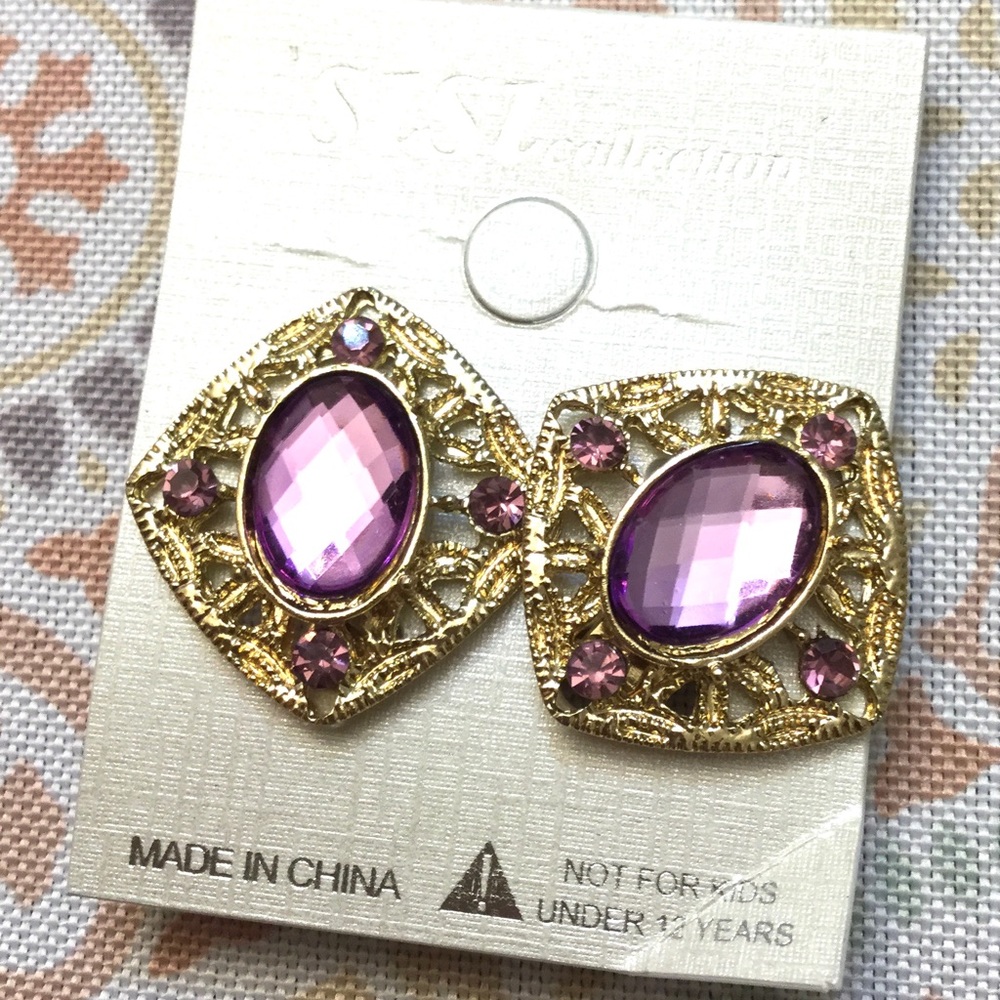 Vintage 80’s/ 90’s Sisi Purple Gold Tone Clasp